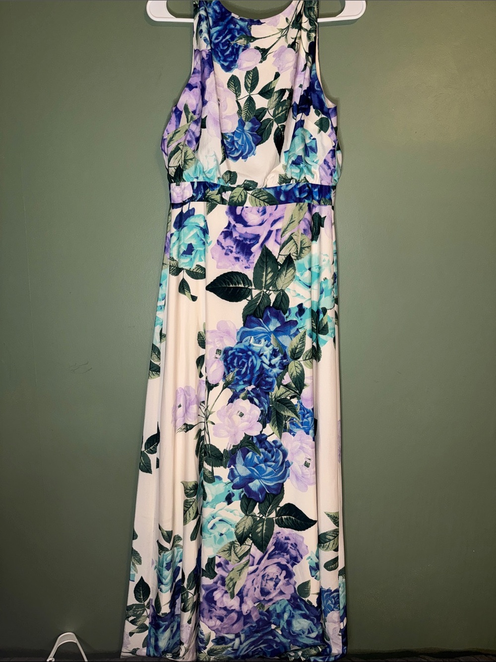 Eliza J floral print sleeveless halter maxi dress with rose pattern black tie 6